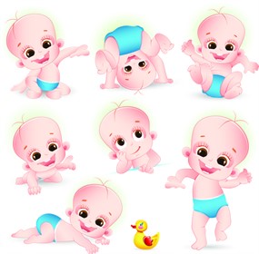 形态各异可爱婴儿矢量素材